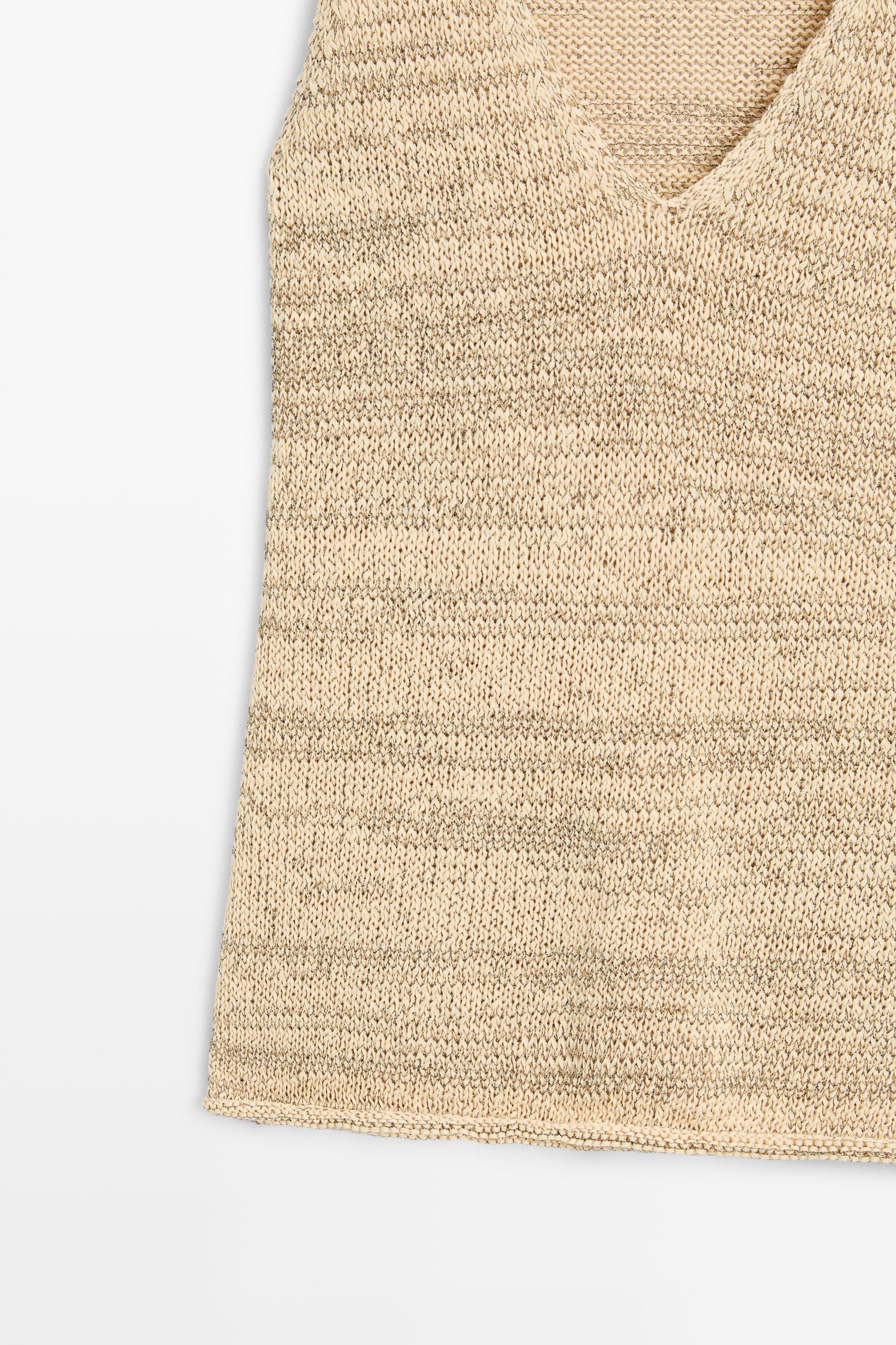 Melange cotton blend knit top